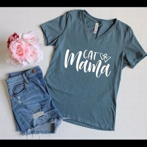 NEW Blue 'Cat Mama' Graphic Tee